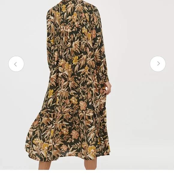 H&M Floral Stand Collar Maxi Dress Size Small fits to Large - Picture 3 of 10